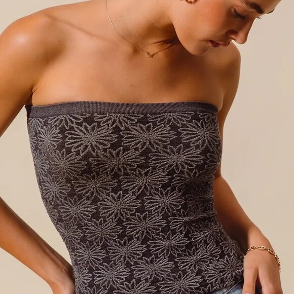 SO ME Jacquard Floral Two Tone Seamless Tube Top - Picture 10 of 16